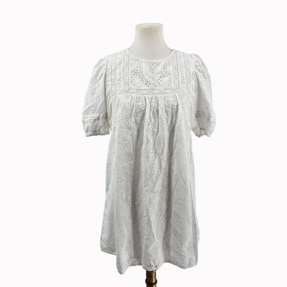 Sanctuary Eyelet, White 100% Cotton Dress Size S - Picture 1 of 10